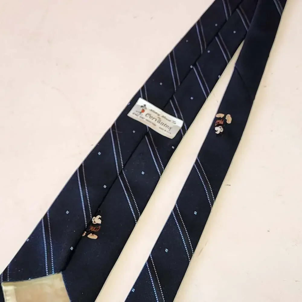 Vintage Mickey Mouse Tie By Cervantes Blue Striped Disney Official Merchandise